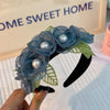 Fashionable fabric flower pearl flower headband - Ink blue