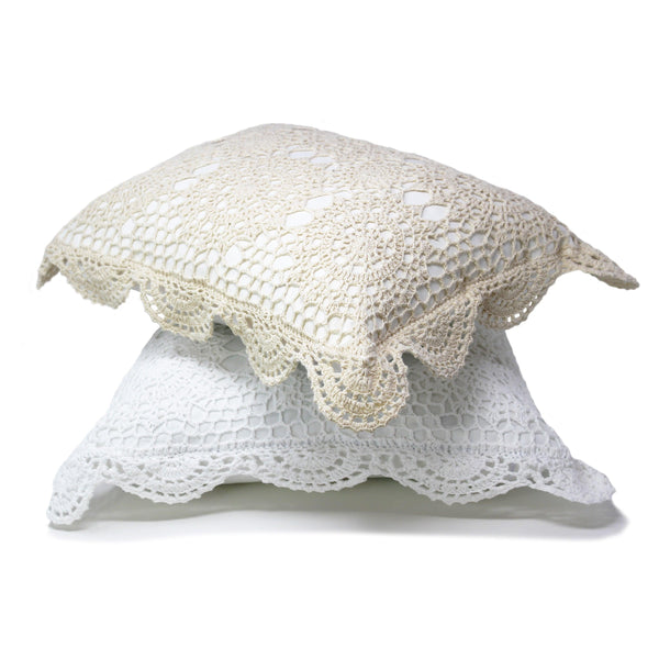 Hand Made Crochet Cotton Boudoir Pillow