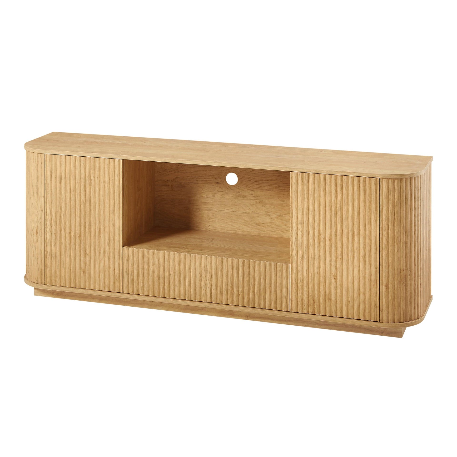 Ripple Modern TV Console – Soft Curves, Natural Wood Look
