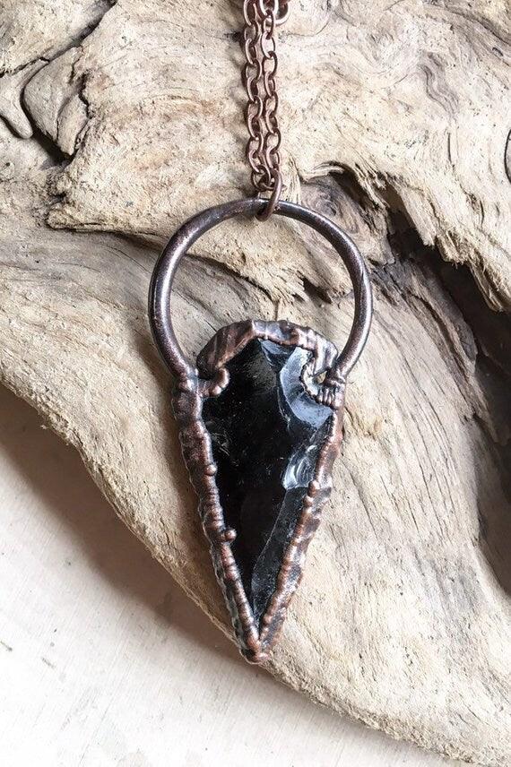 Obsidian Arrowhead Necklace - Grounded Protector | By Blackbird & Sage