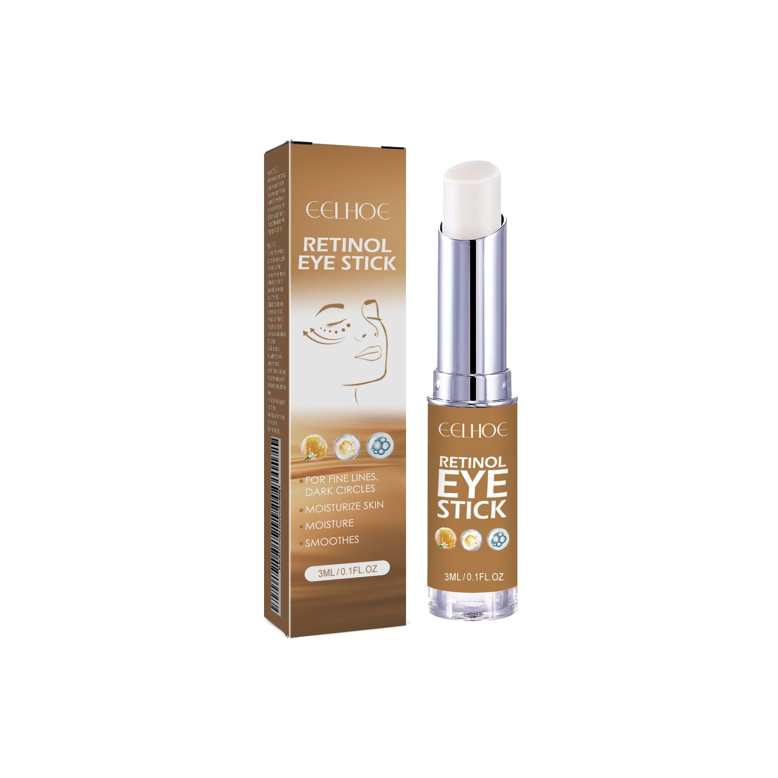 Retinol Eye Cream Stick Reduces Eye Bags, Dark Circles And Wrinkles, Moisturizes And Tightenes The Skin Around The Eyes