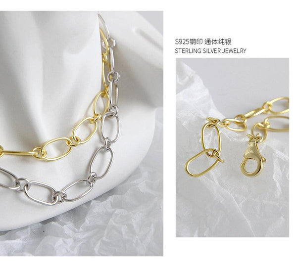 Women's 925 Sterling Silver Link Necklaces Chain For Birthday Gift