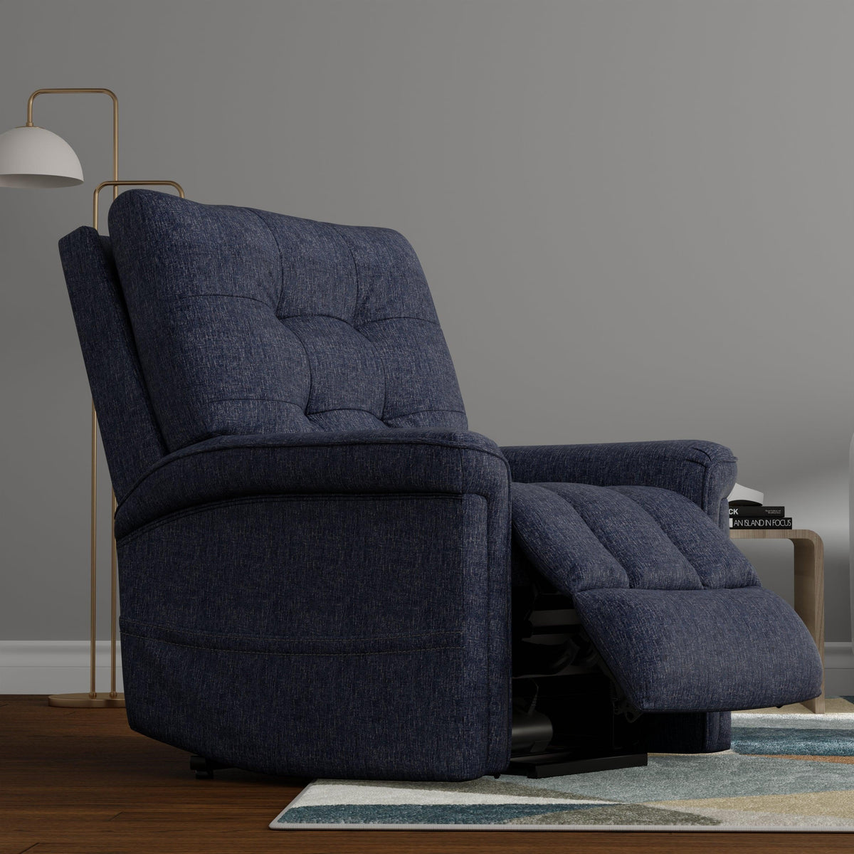 Velour Power Lift Chair in Lugano Indigo