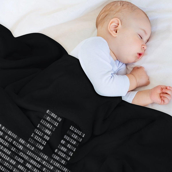 Bitcoin Binary Black Throw Blanket