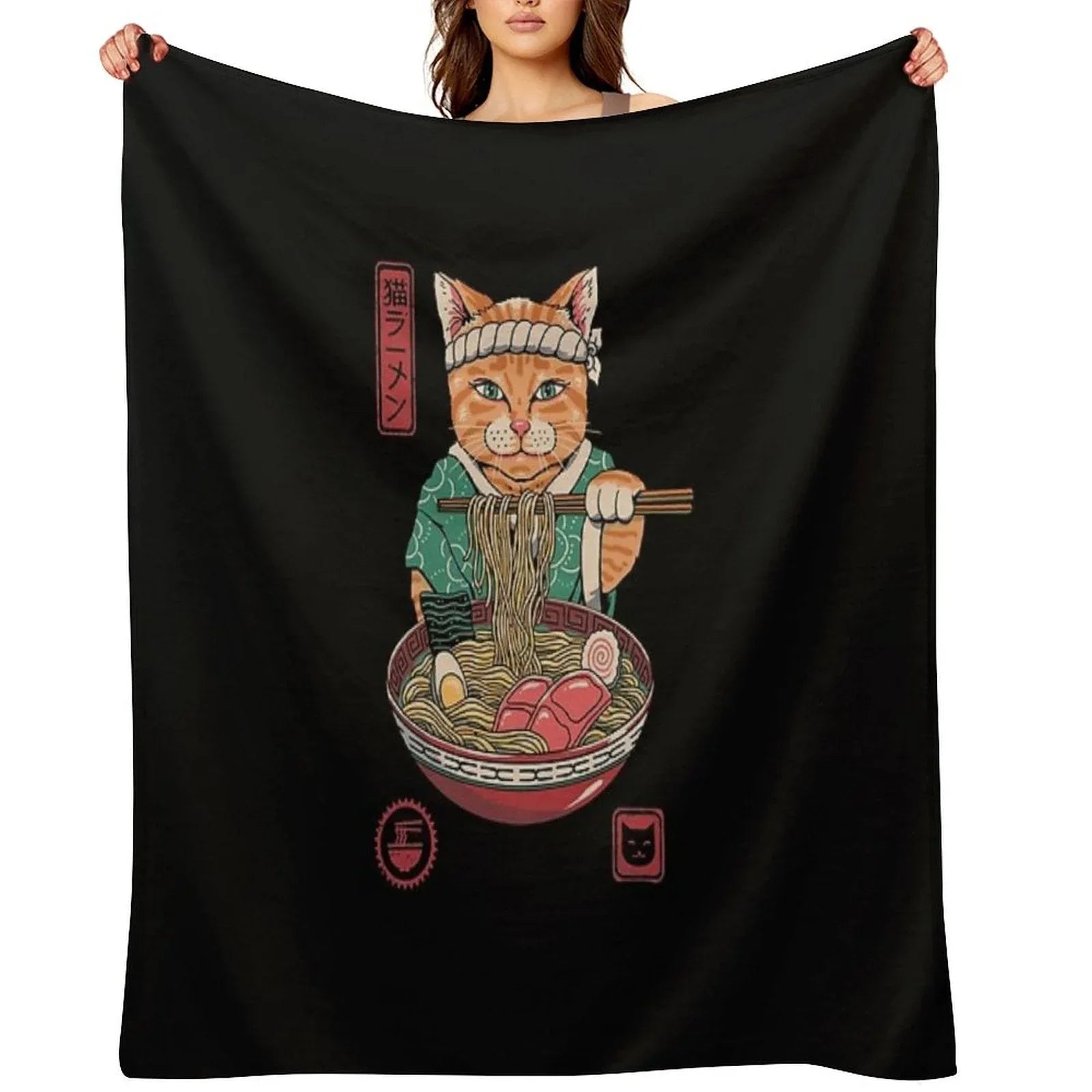 Neko Ramen Throw Blanket