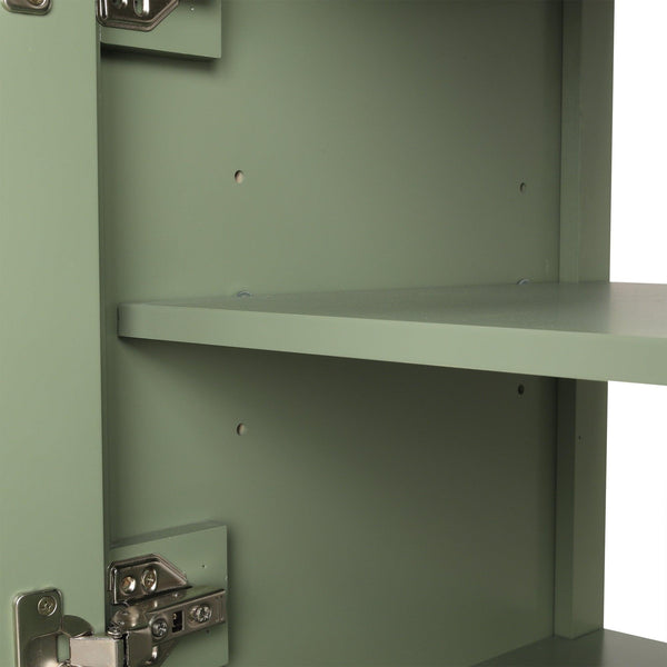 36 inch bathroom vanity with sink, one double door cabinet one large drawer and one flip drawer solid wood and MDF board, green