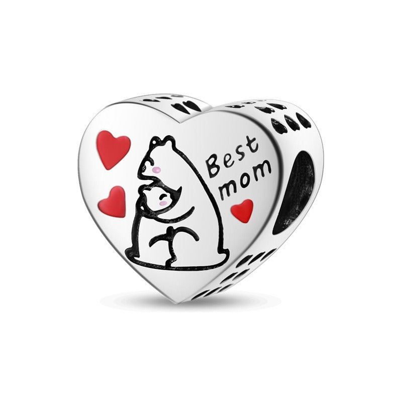 Copper plated S925 silver FOREVER colorful heart clip beads string DIY bracelet necklace