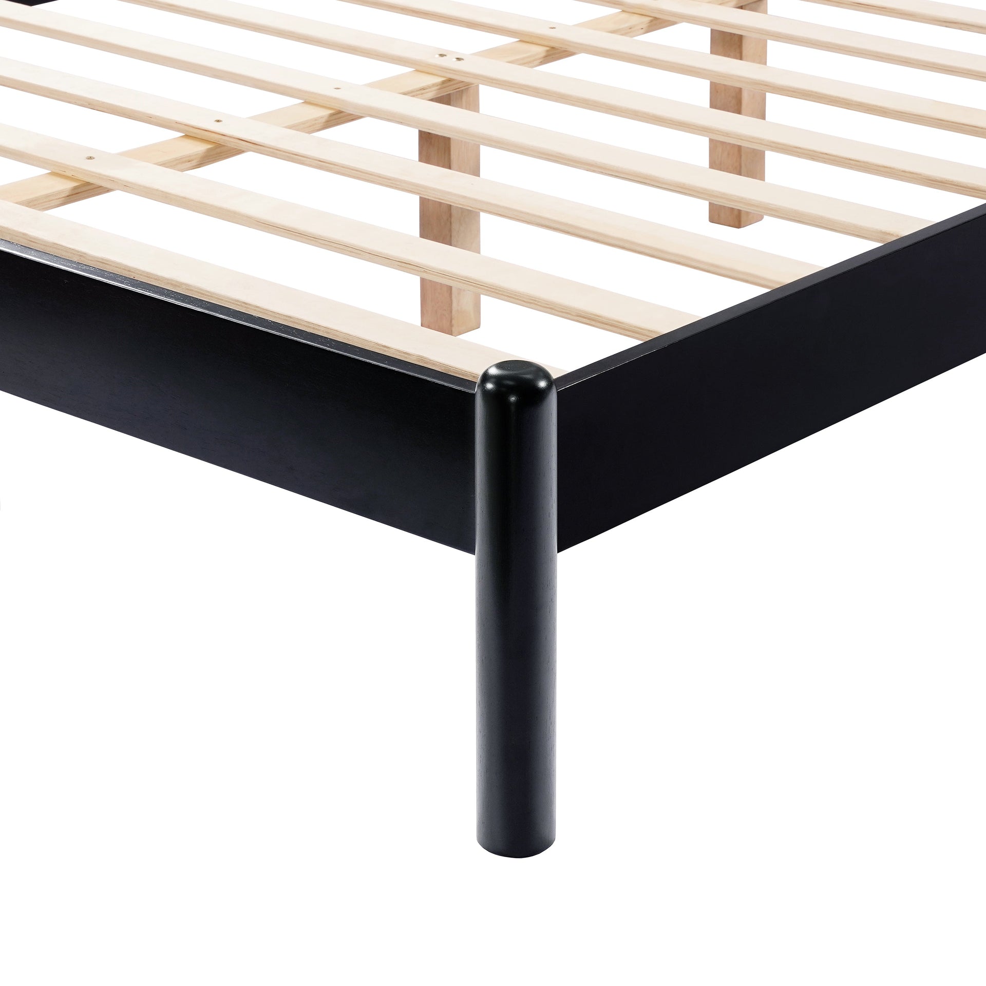 Queen Wood Bed Frame with Fluffy Soft Headboard