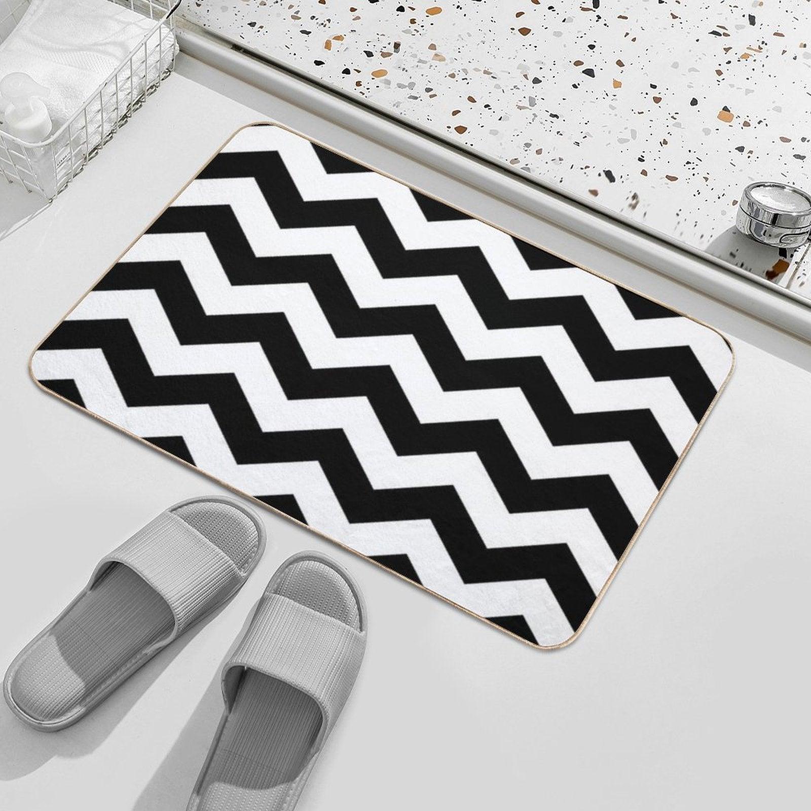 Black And White Zigzag Chevron Bath Mat