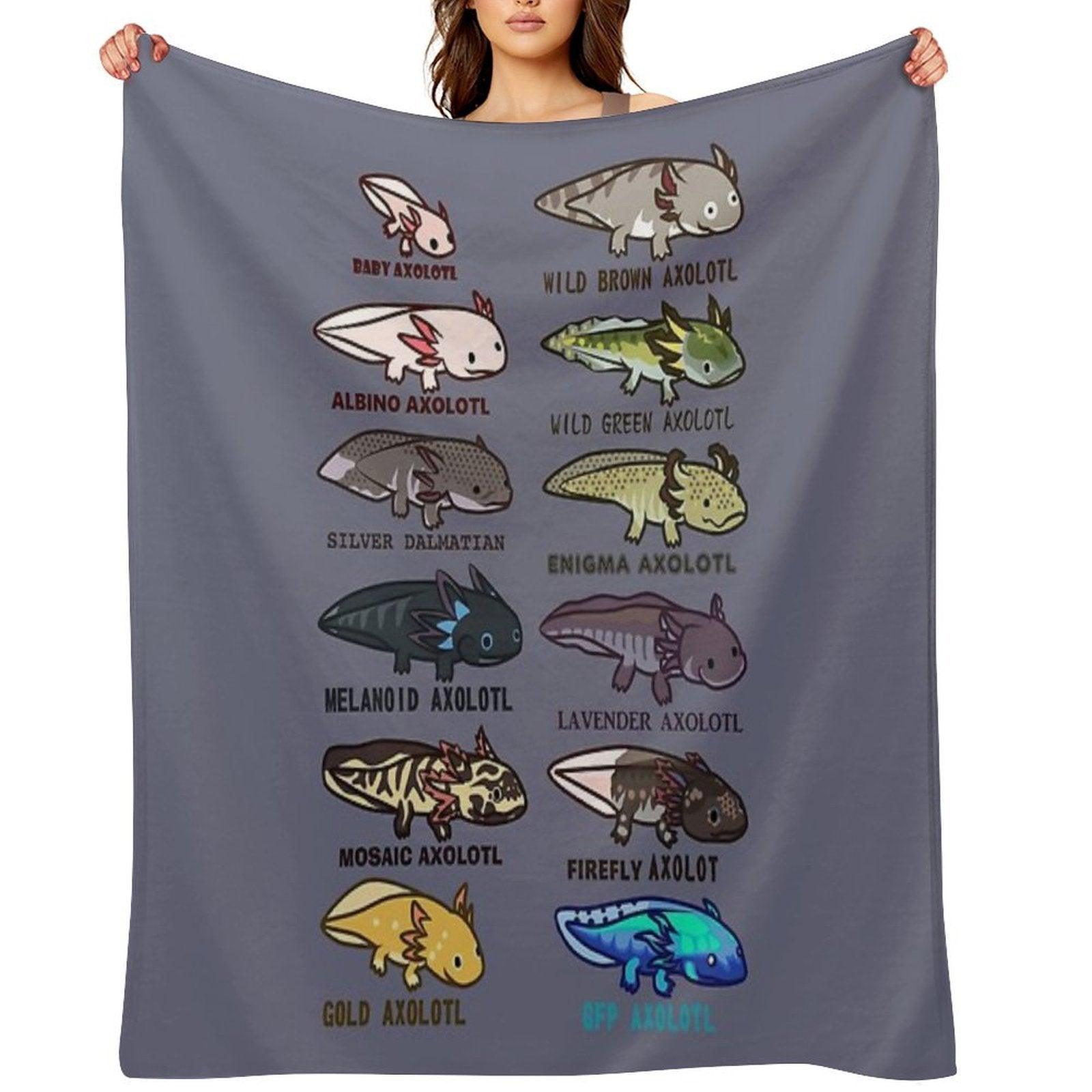 Axolotl Morphs And Colors Throw Blanket