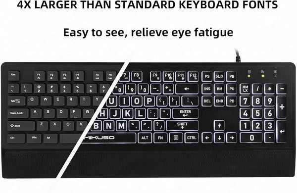 Large Print Backlit Keyboard for Seniors & Visually Impaired