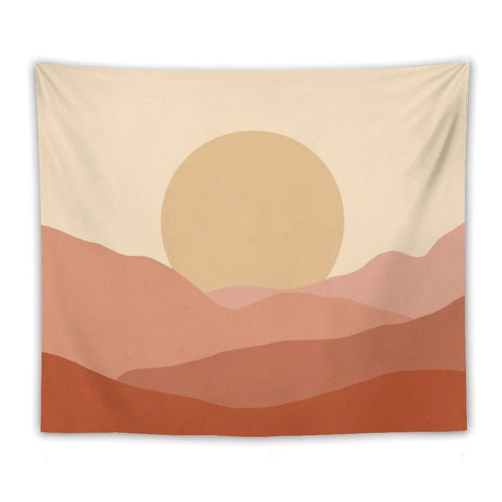 Minimalist Landscape Earth Tones Design  Muted Tones Tapestry