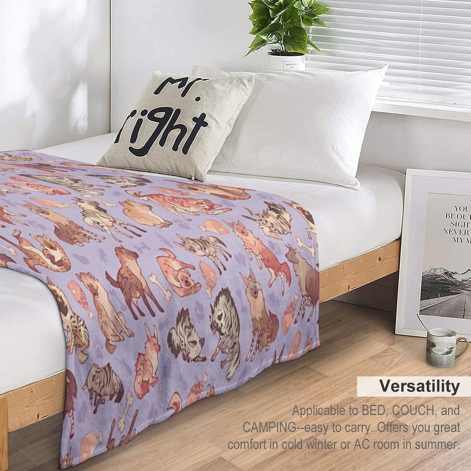 Hyenas in Lavender Throw Blanket