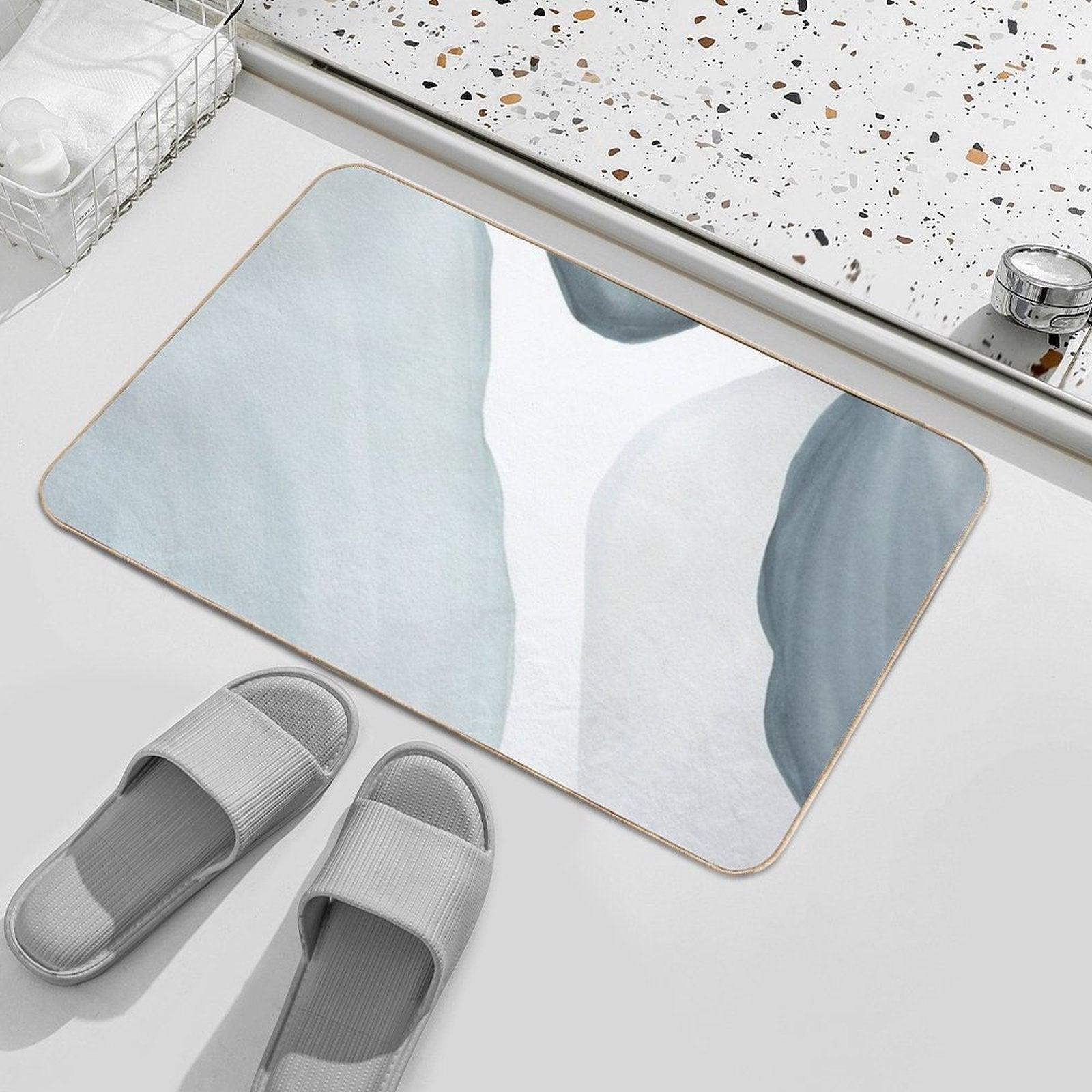 Blue Abstract Watercolor Painting. Modern, Minimalist Design. Bath Mat
