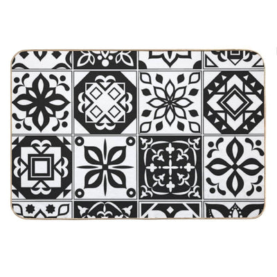Black White Tiles Bath Mat