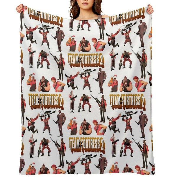 Team Fortress 2 - All Characters  Classes with TF2 Logo Throw Blanket
