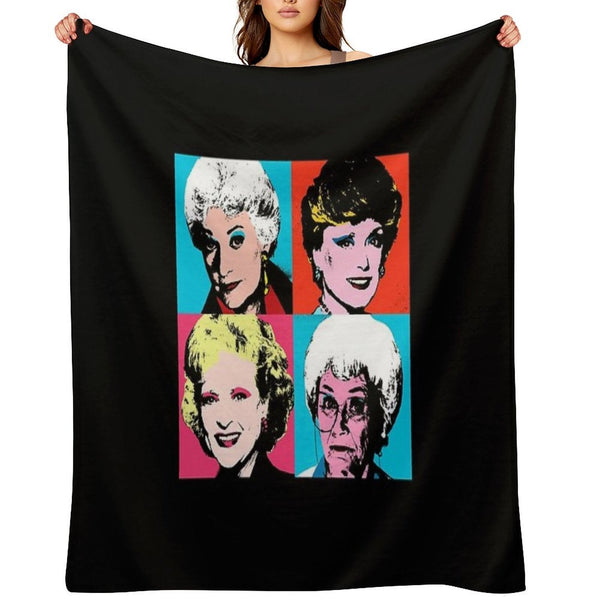 Golden Warhol Girls Easy Care Throw Blanket