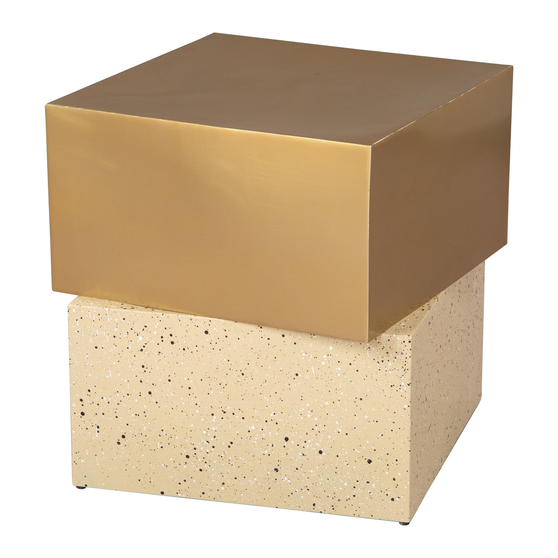 Cinza Side Table Gold & Beige