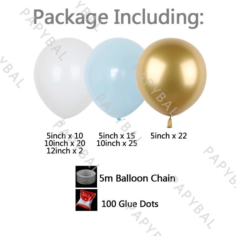 96Pcs Latex Blue Gold Confetti & Metallic Foil Balloons for Birthday Baby Shower Party Decorations Girl And Boy Birthday Party Ballons Decoration In Modern New Style