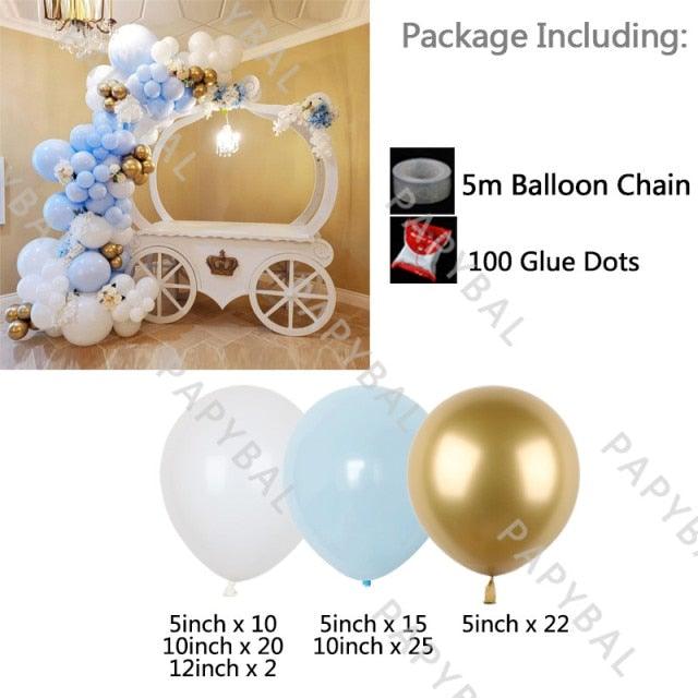 96Pcs Latex Blue Gold Confetti & Metallic Foil Balloons for Birthday Baby Shower Party Decorations Girl And Boy Birthday Party Ballons Decoration In Modern New Style