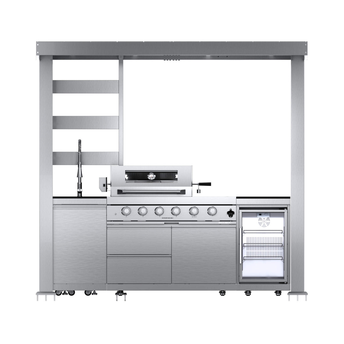 Amalfi 97-Inch 4-Burner 72K BTU LP Outdoor Kitchen Grill Island With Wine Cooler, Rotisserie, Cabinets, And Granite Countertops (SAK70319)