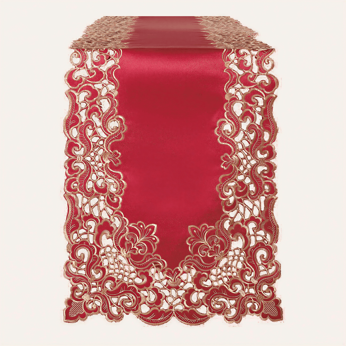 Burgundy Gold Table Runner – Crimson Glow, 14x108 Inch