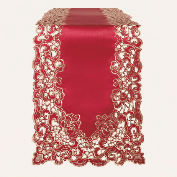 Burgundy Gold Table Runner – Crimson Glow, 14x108 Inch