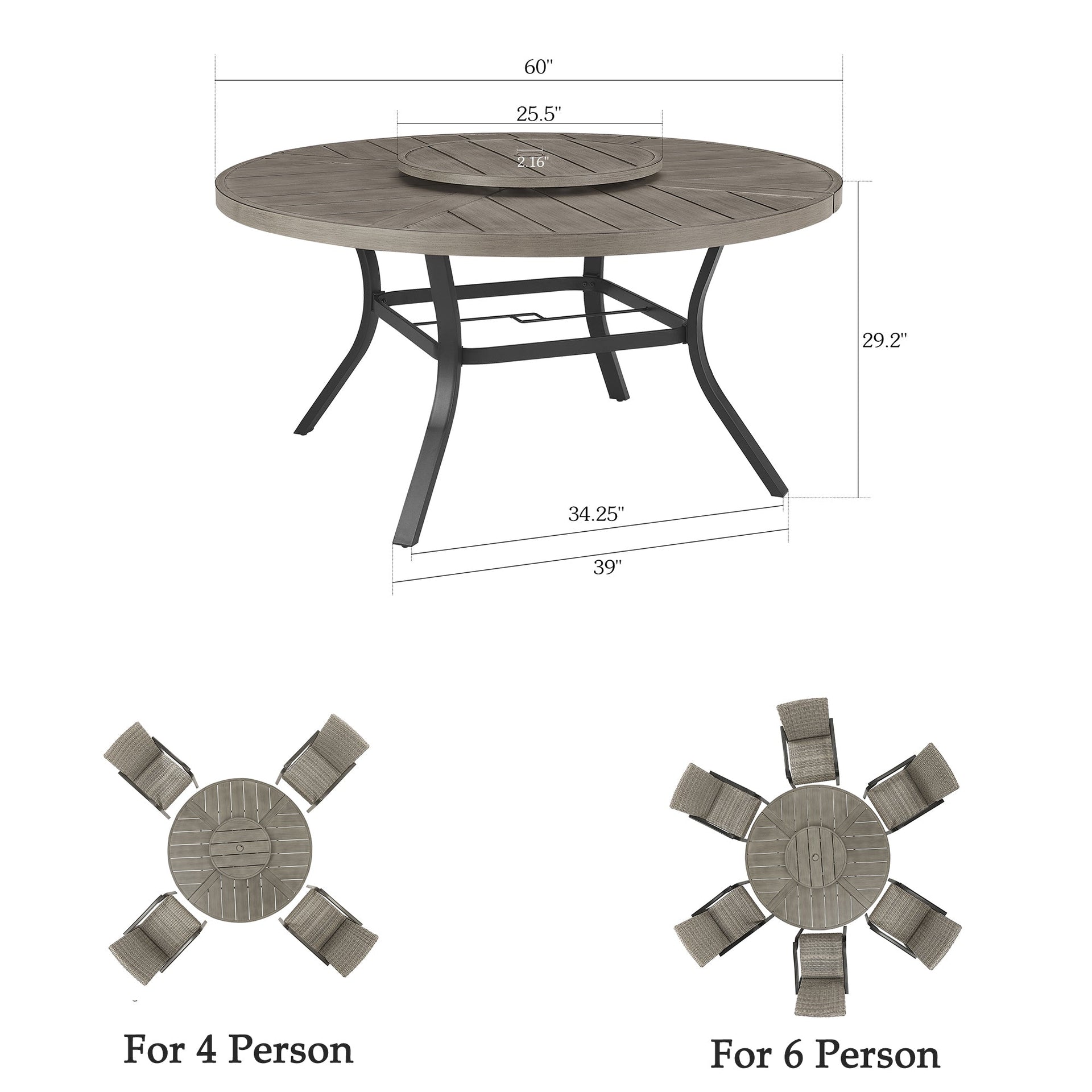 PEAKHOME Azur Patio Aluminum Round 60