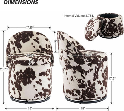 Rotating Brown Storage Ottoman With Hidden Compartment