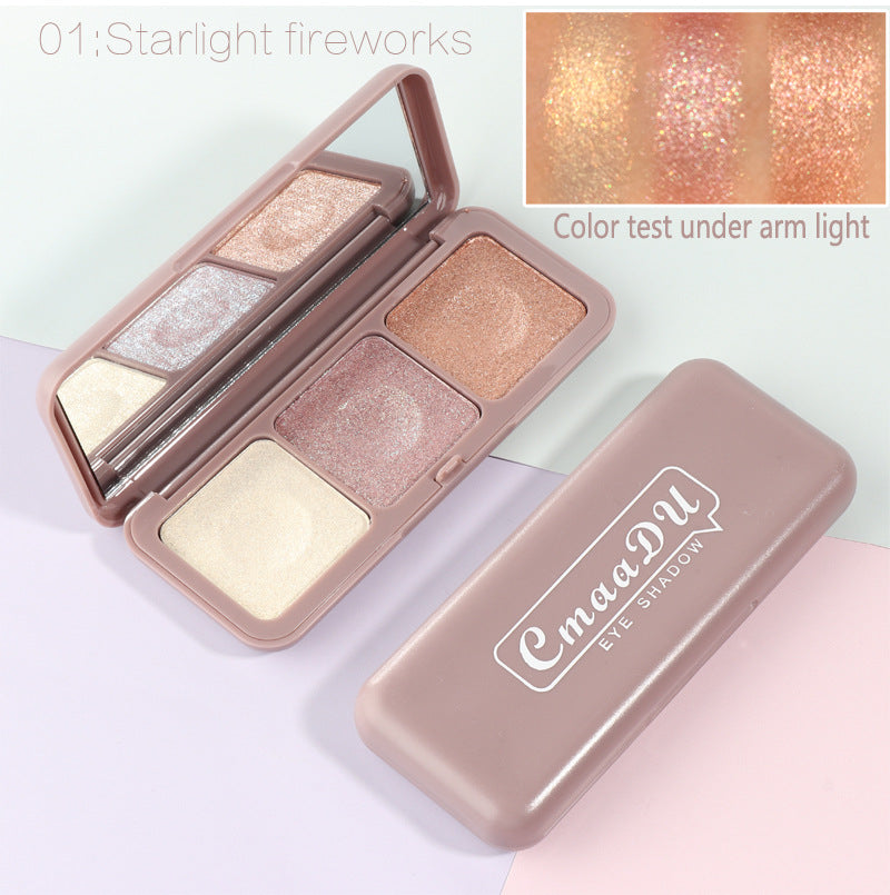 CmaaDu Three Color Mashed Potato Eye Shadow Fairy Plate Earth Color Moonlight Eye Shadow Color