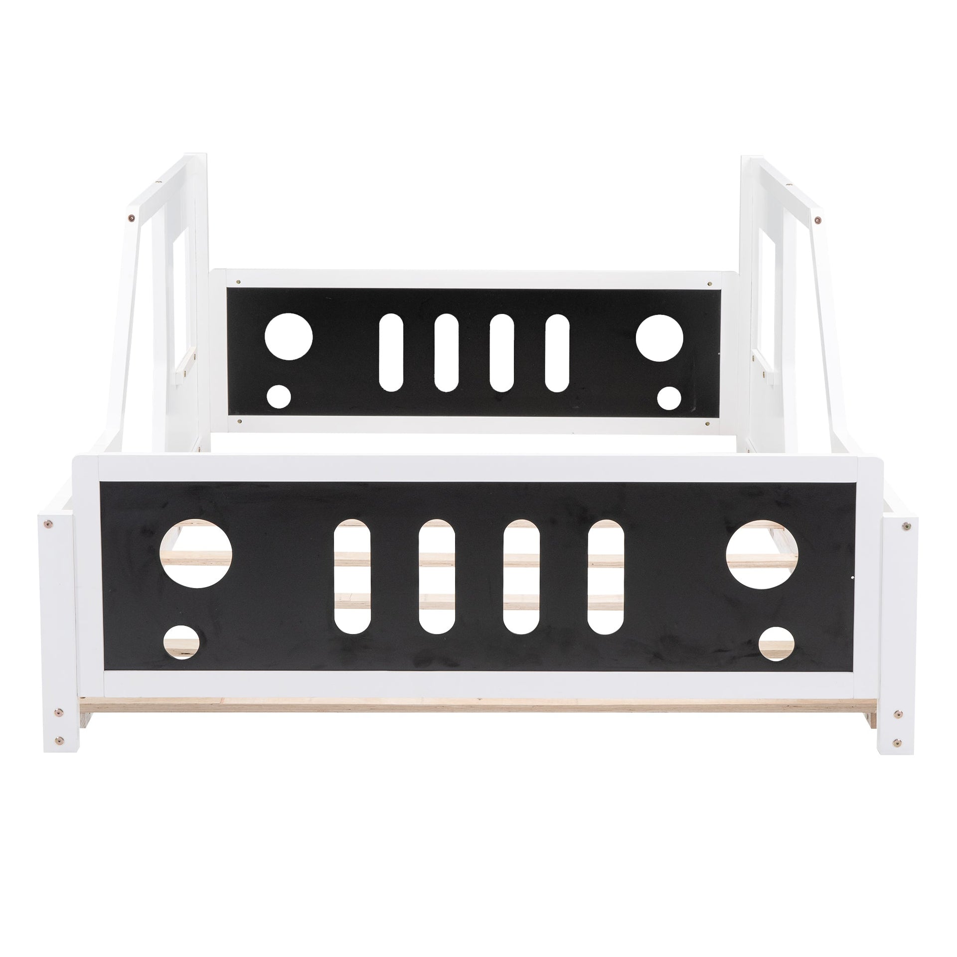 Full Size Classic Car-Shaped Platform Bed with Wheels White