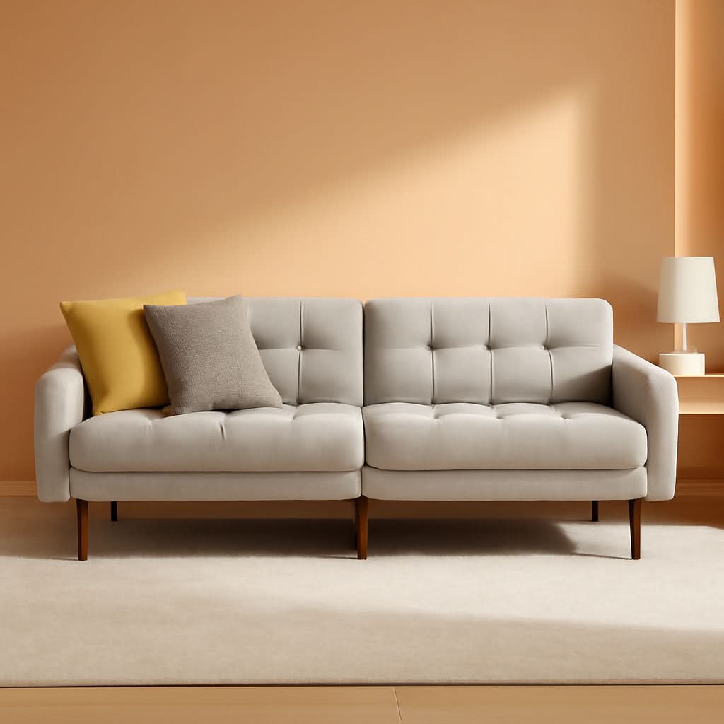Gray Fabric Twin Futon Sofa Bed With Arms For Small Rooms