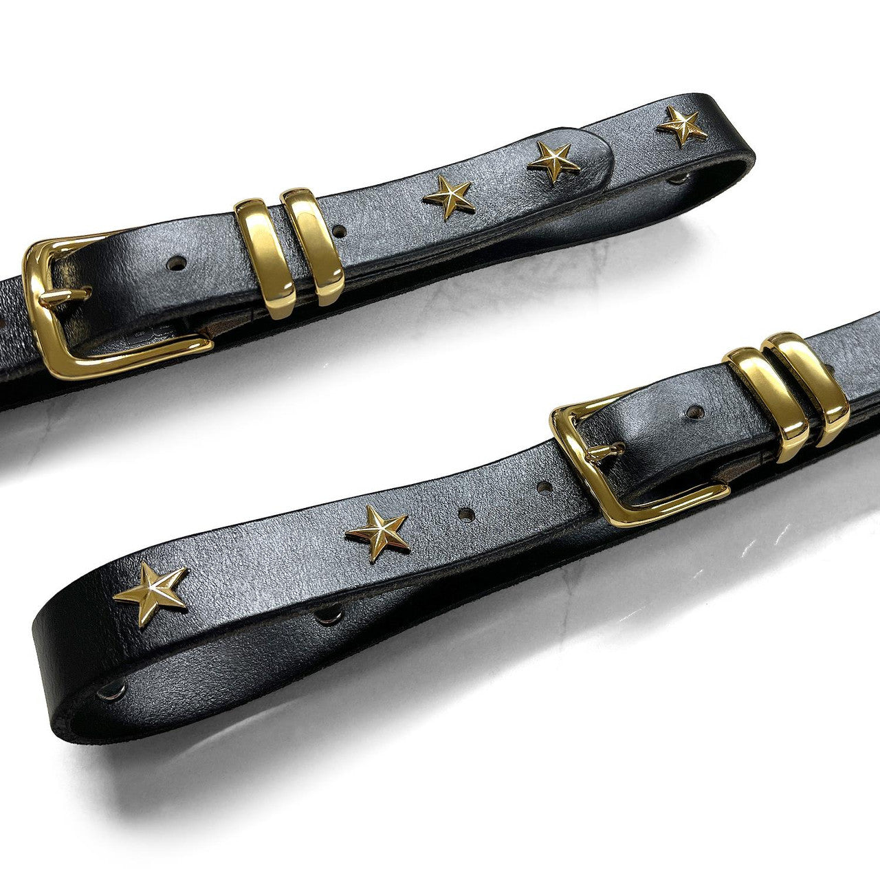 Punk Belt Gold Star Conchos Genuine Leather Casual Dress Belt
