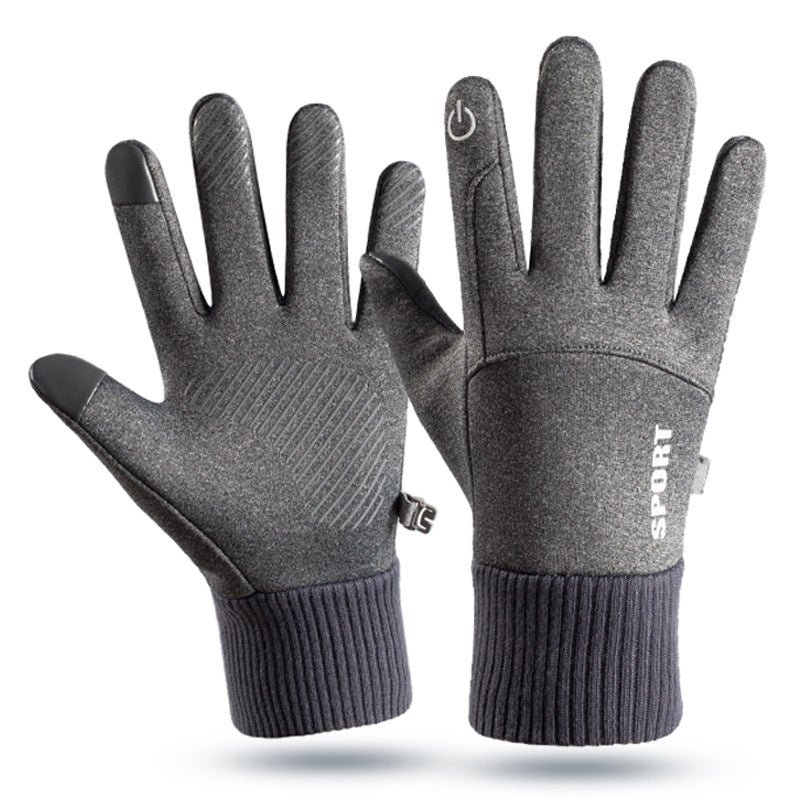 Outdoor gloves for men in winter warm and plush touch screen anti slip windproof and waterproof for women in winter