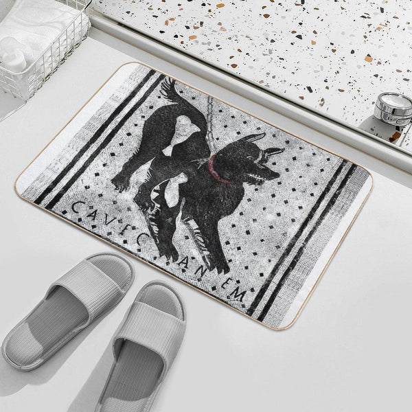 Cave Canem - Beware of Dog - Pompeii Latin Mosaic Bath Mat