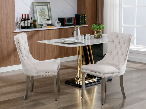 Nikki Collection Modern Tufted Solid Wood Velvet Upholstered Dining Chair with Chrome Legs