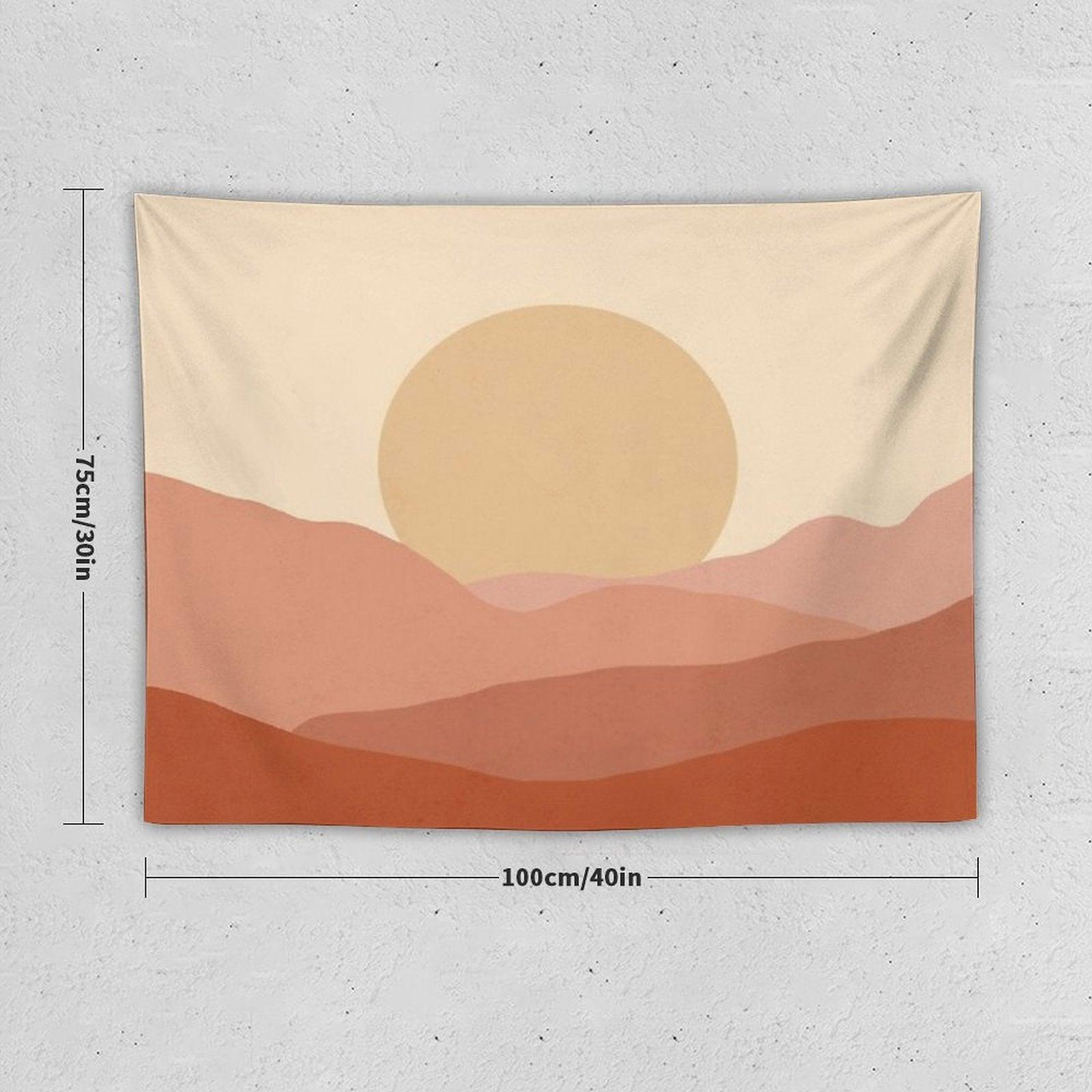 Minimalist Landscape Earth Tones Design  Muted Tones Tapestry