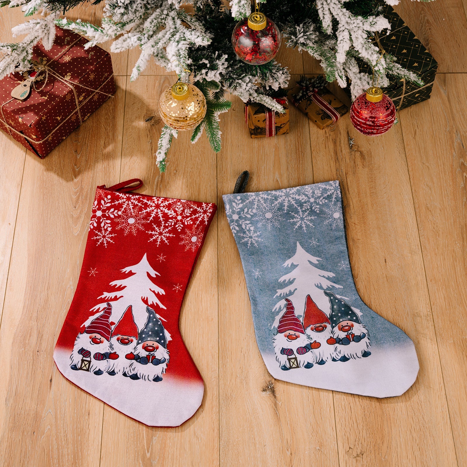 Christmas Decorations Rudolf Printed Christmas Socks Children's Gift with Large Christmas Socks