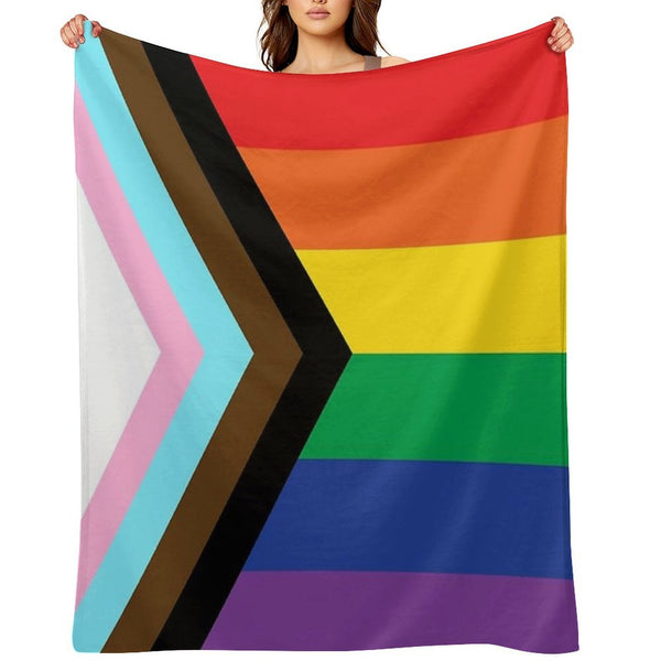 Progress Pride Travel-friendly Throw Blanket