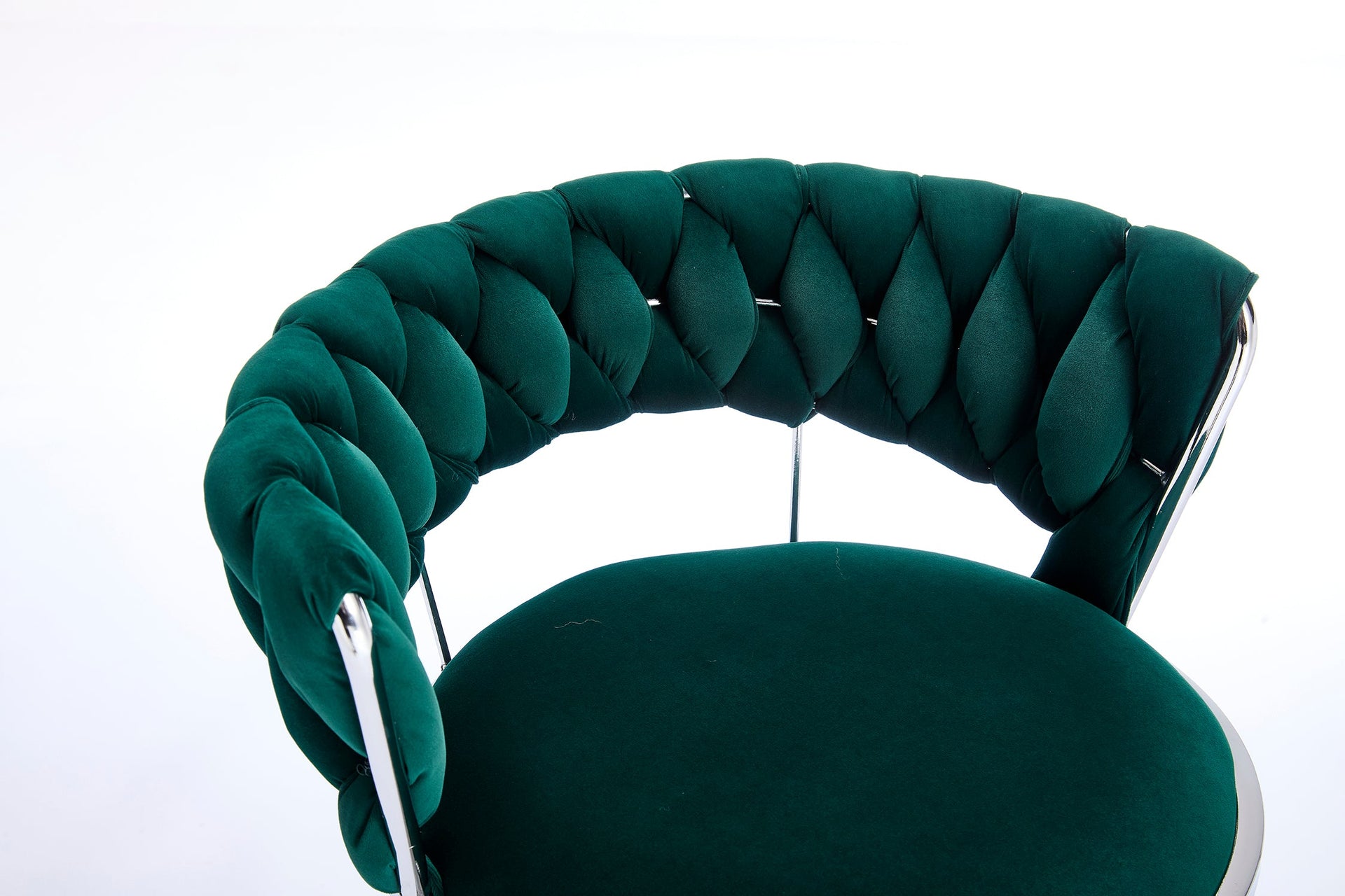 Set of 2 Bar Stools with Chrome Footrest & Base Swivel Height Adjustable Velvet