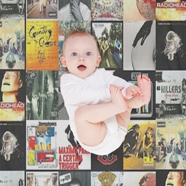 90s 00s Indie Britpop Albums Homage Collage Sustainable Throw Blanket