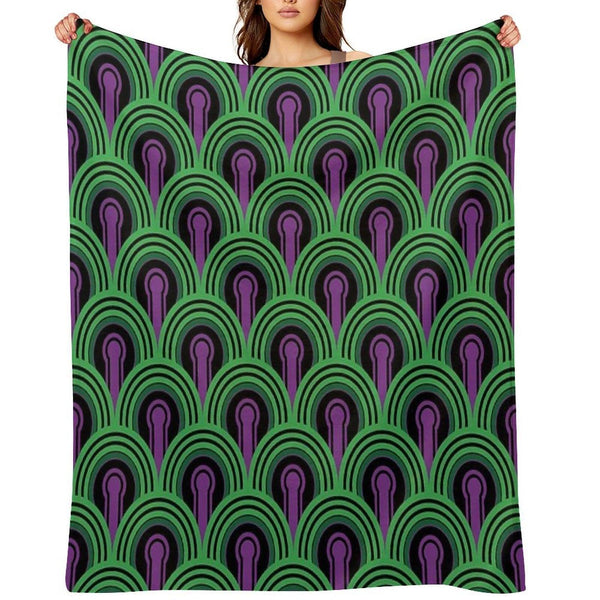Geometric Pattern Keyhole Arch PurpleGreen Throw Blanket