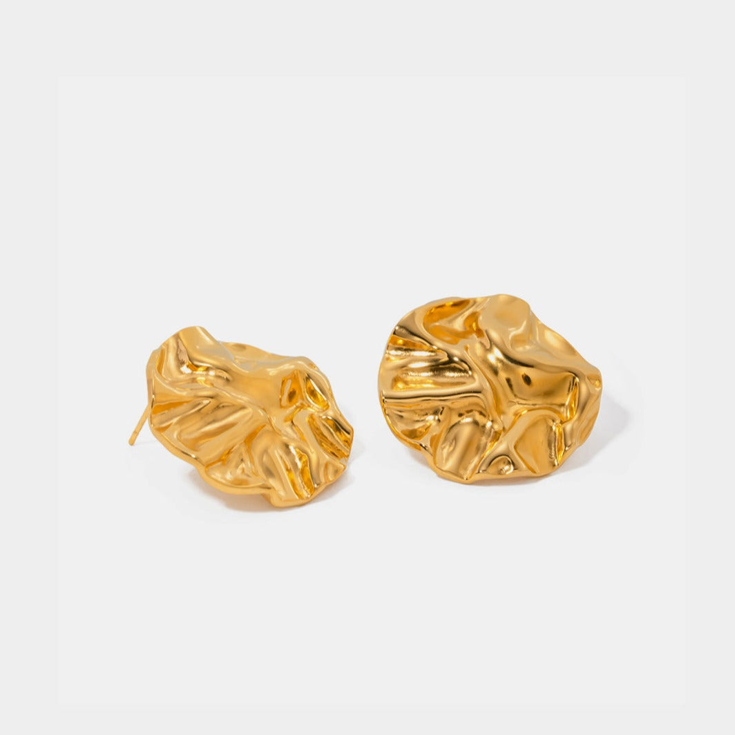 Elegant Gold Textured Stud Earrings