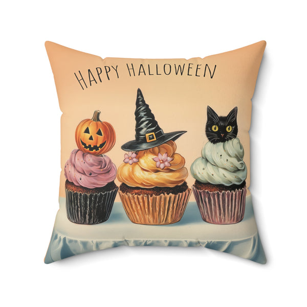 Microsuede Cushion / Halloween Art / Cupcakes /