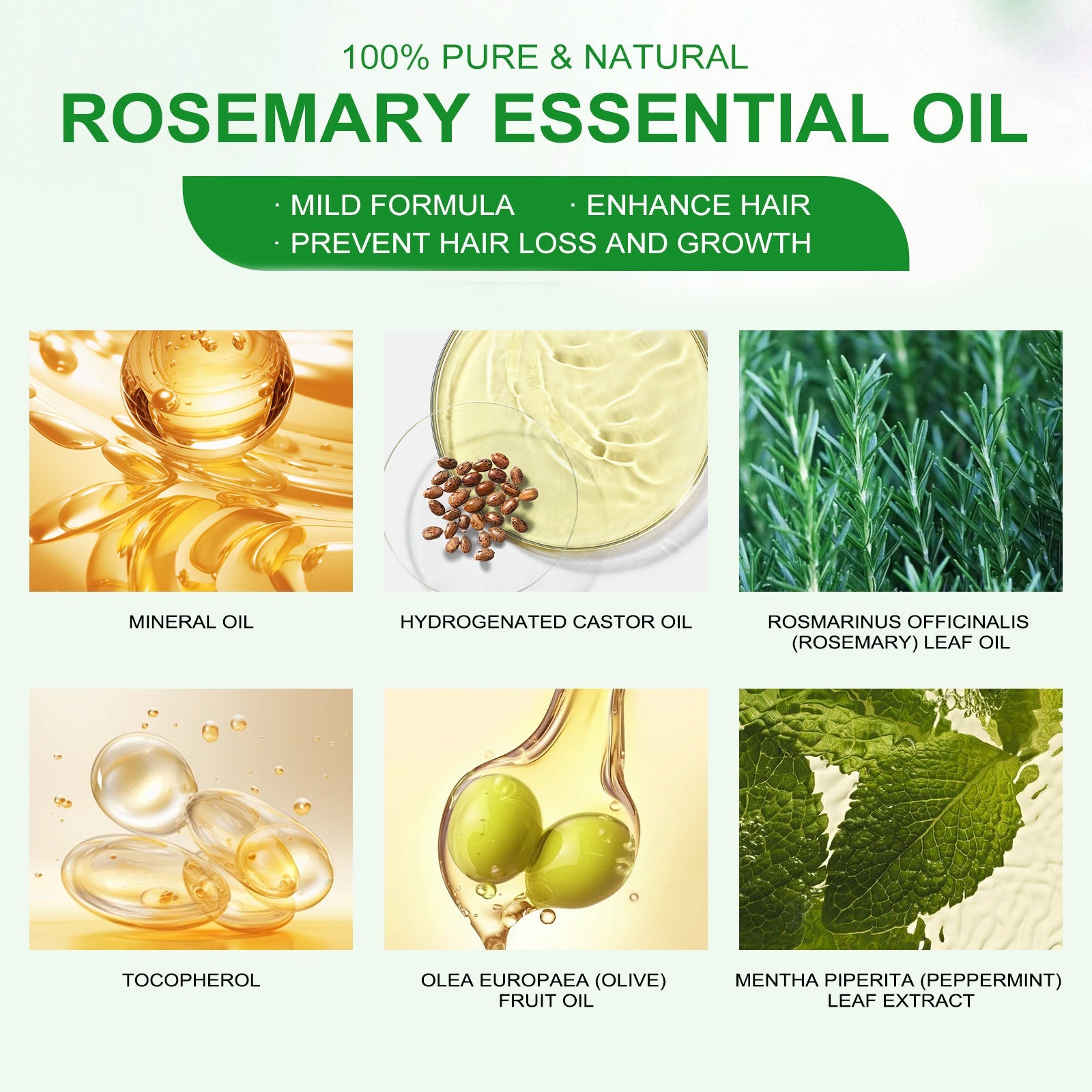 Rosemary Essential Oil Hydrates And Moisturizes Damaged Hair, Strengthens Hair And Softens Hair Care Essential Oil
