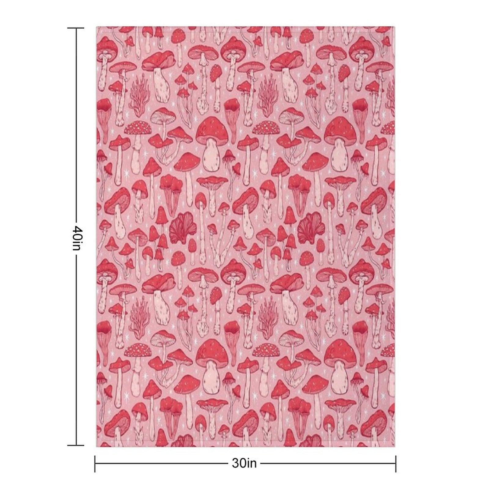 Deadly Mushrooms Red on Pink Throw Blanket