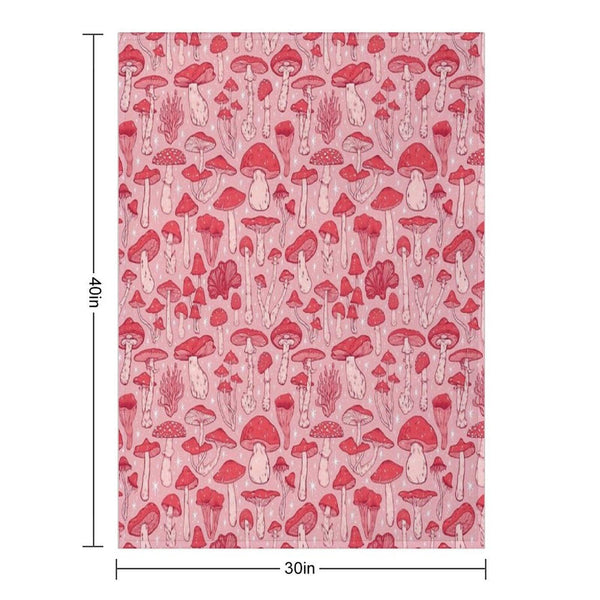 Deadly Mushrooms Red on Pink Throw Blanket