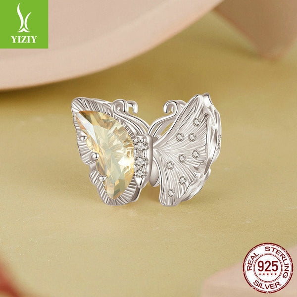 Yinziyun Original Ginkgo Butterfly DIY Bracelet Beads Forest Romantic Golden Butterfly s925 Pure Silver Beads