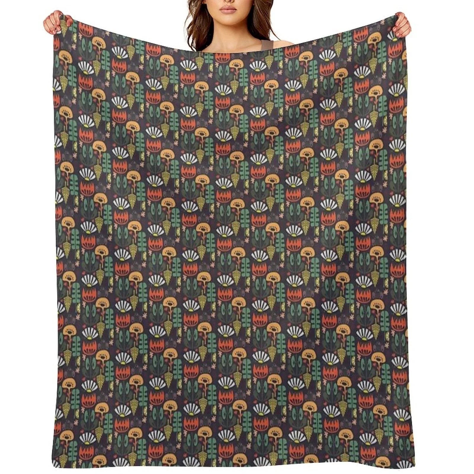 Scandinavian Wildflowers Throw Blanket
