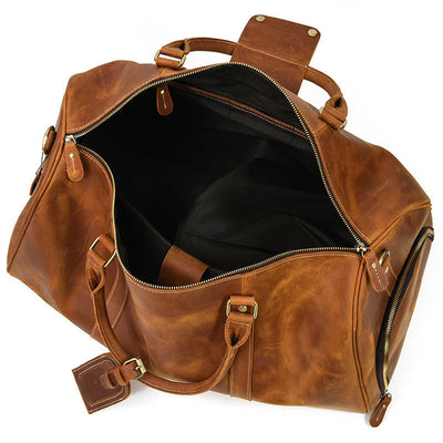 Men's Retro Leather Travel First Layer Cowhide Luggage Bag